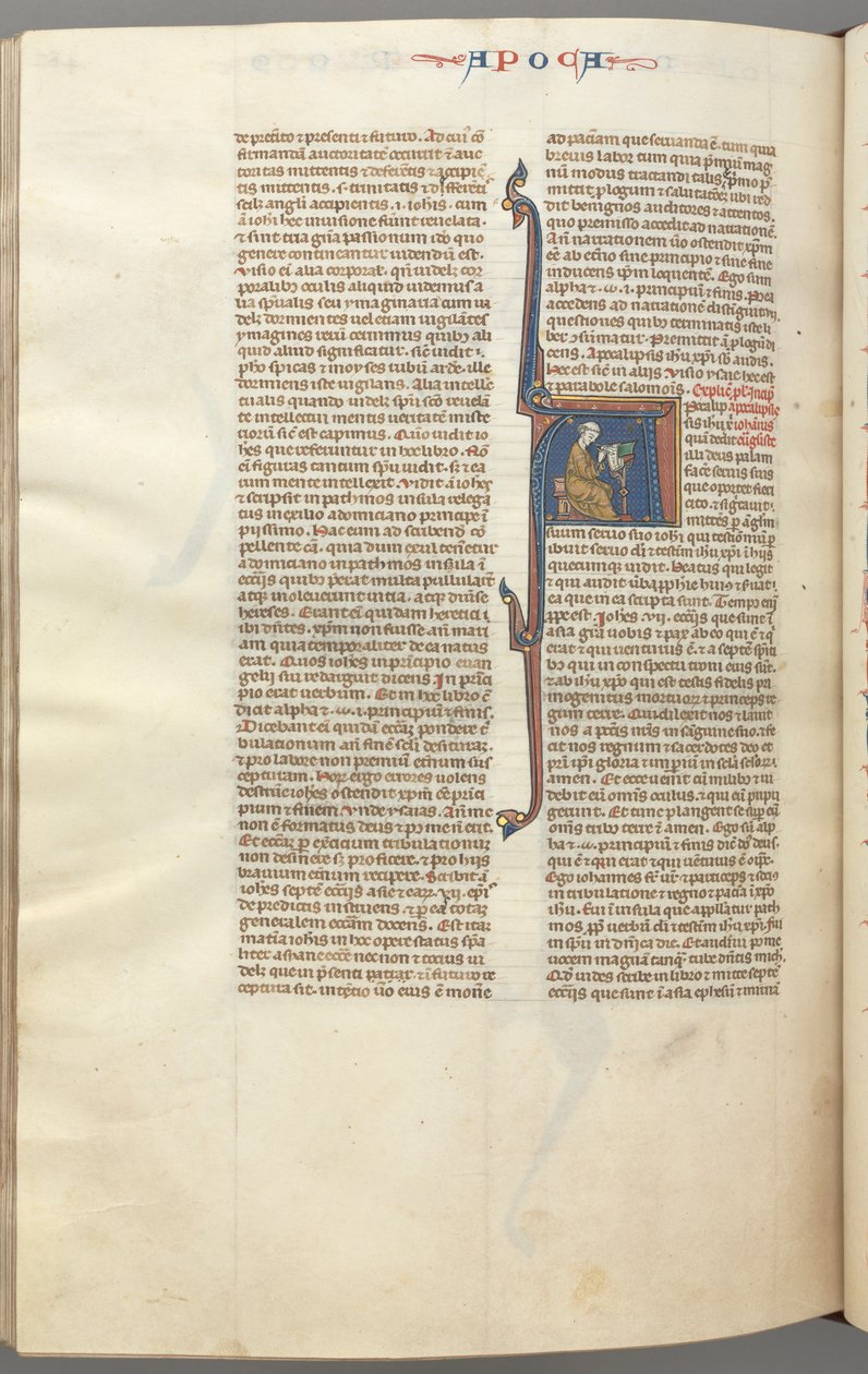 Revelations, historiated initial A, John seated at a desk writing, c. 1275-1300 by Unbekannt