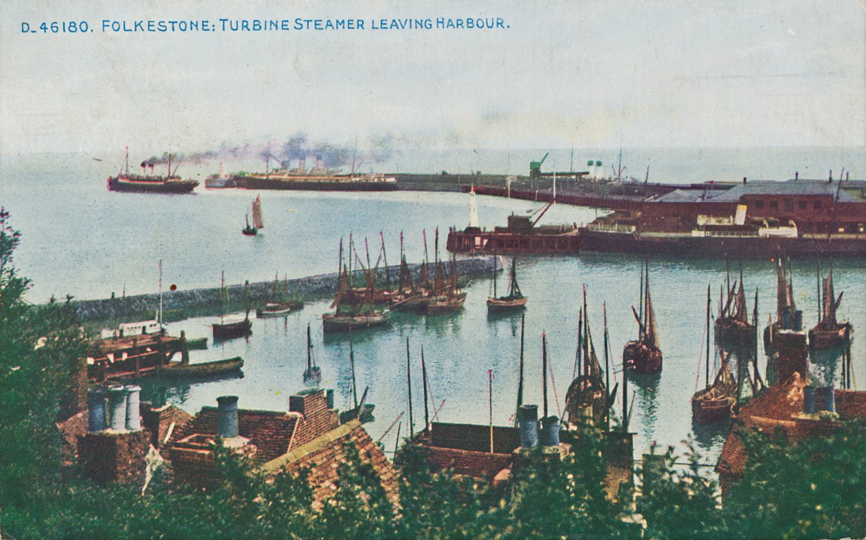 Folkestone: Turbine Steamer Leaving Harbour by Unbekannt