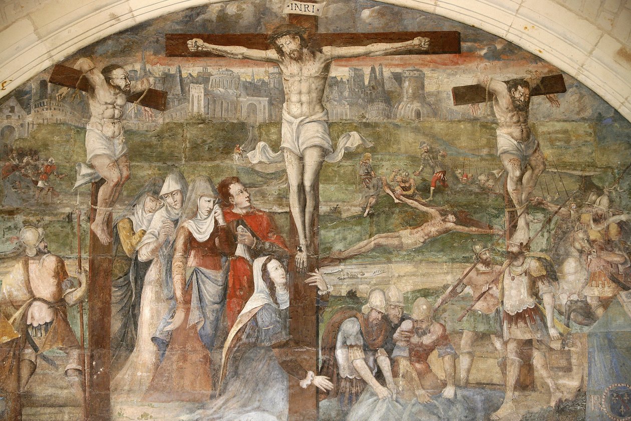 Fontevraud abbey chapter house painting: resurrection by Thomas Pot around 1563, Fontevraud, France by Unbekannt