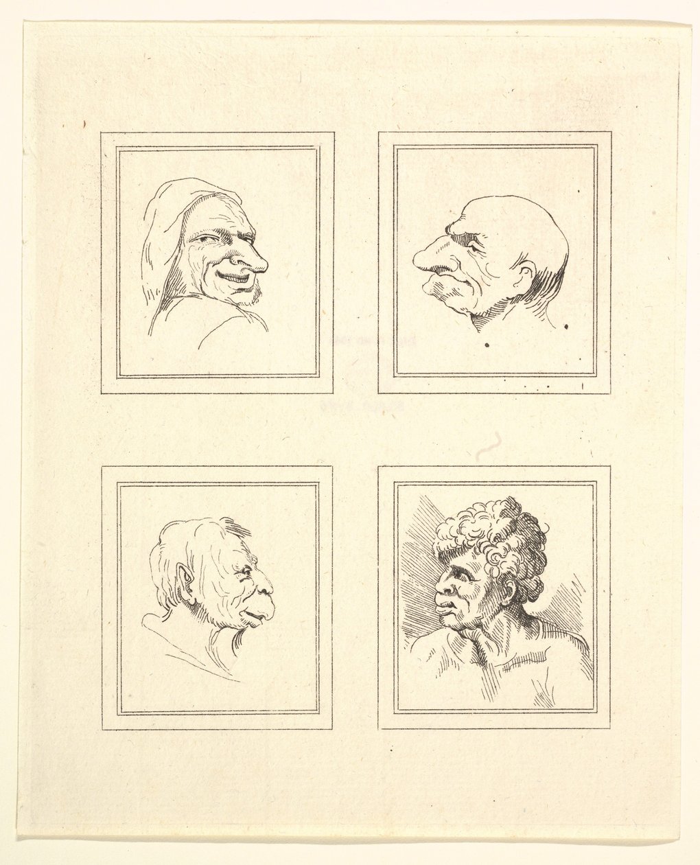 Four Heads from Characaturas by Leonardo da Vinci, from Drawings by Wincelslaus Hollar by Unbekannt