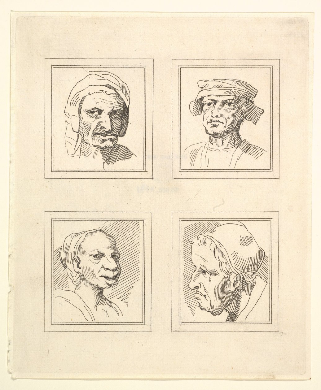 Four Heads from Characaturas by Leonardo da Vinci, from Drawings by Wincelslaus Hollar by Unbekannt