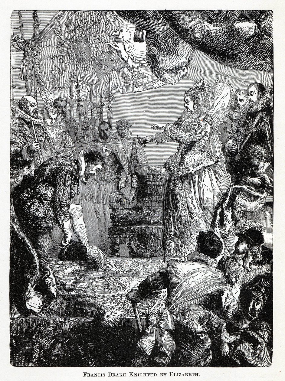 Francis Drake Knighted by Elizabeth, 1882 by Unbekannt