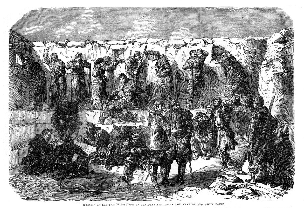 French rifle pit in the parallel before the mamelon and white tower, Sevastopol, Crimean War by Unbekannt