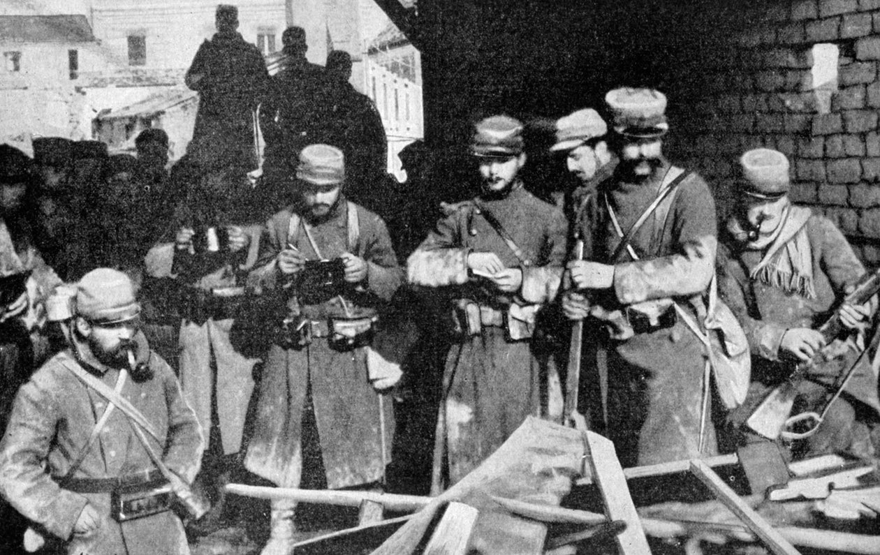 French Soldiers at Rest in Champagne, France, World War I by Unbekannt