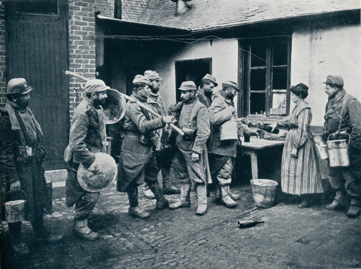 French Soldiers Returning from the Trenches Make a Halt for Refreshment by Unbekannt