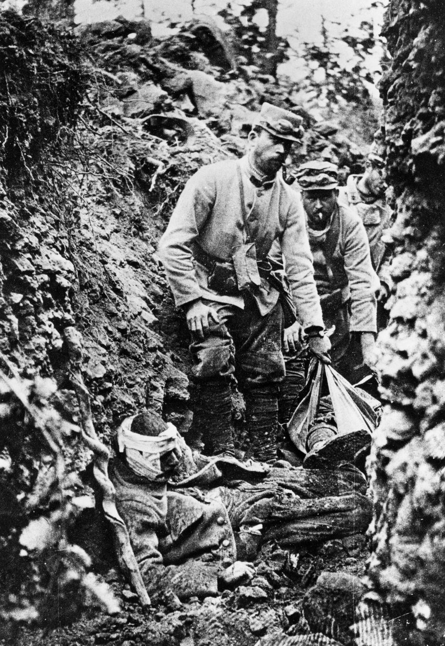 French Troops After a German Attack and Bombardment, World War I, 30 June 1915 by Unbekannt