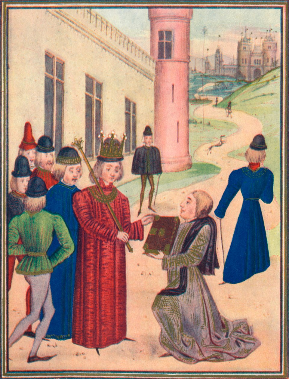 Froissart presenting his book of love poems to Richard II in 1395, 1905 by Unbekannt
