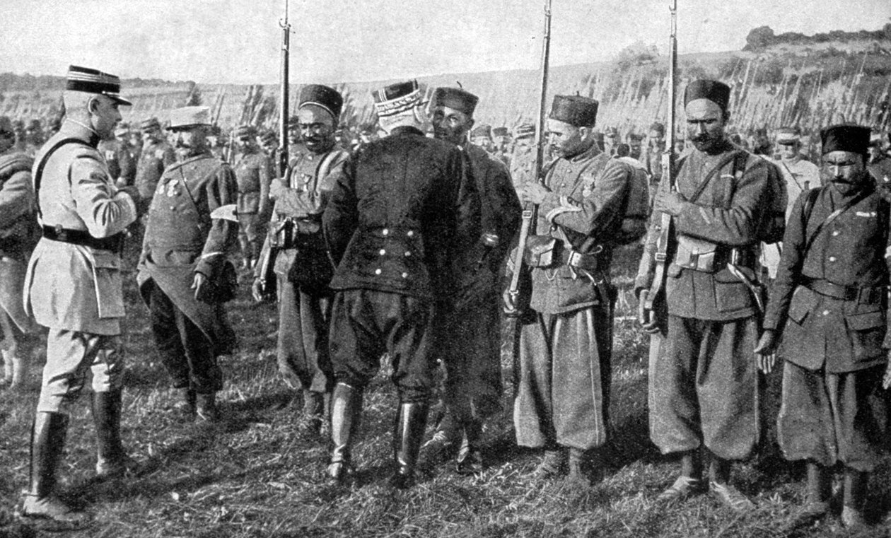 General Joseph Joffre handing out medals, Alsace, France, 1915 by Unbekannt