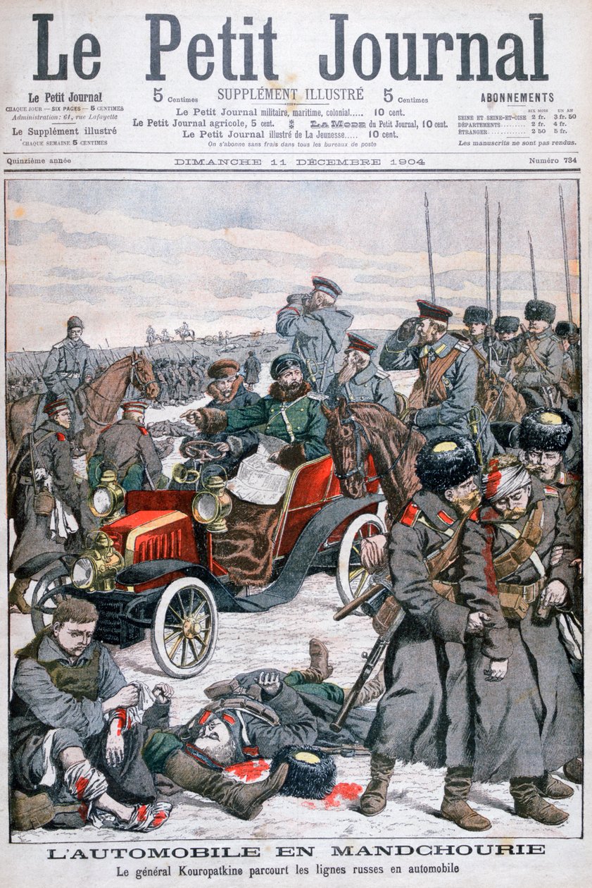 General Kuropatkin Touring the Russian Lines by Car, Russo-Japanese War by Unbekannt