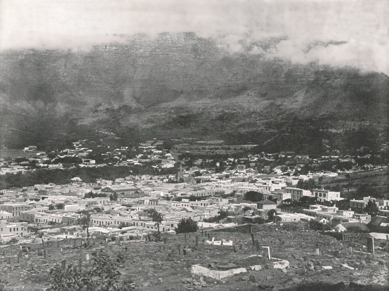 General View Showing Table Mountain Wreathed in Vapour, Cape Town, South Africa, 1895 by Unbekannt