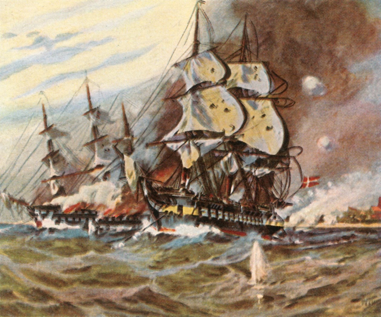 German battery attack from the beach at Eckernförde, 5 April 1849, 1936 by Unbekannt