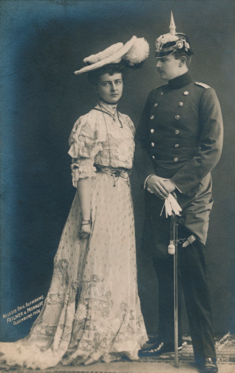 German couple. With male in dress uniform by Unbekannt