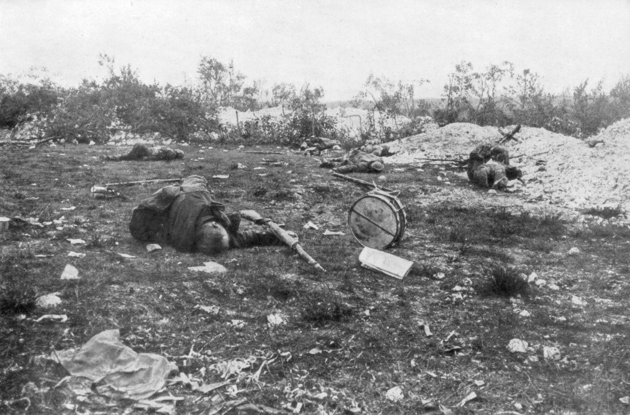 German Dead, Second Battle of Champagne, France by Unbekannt