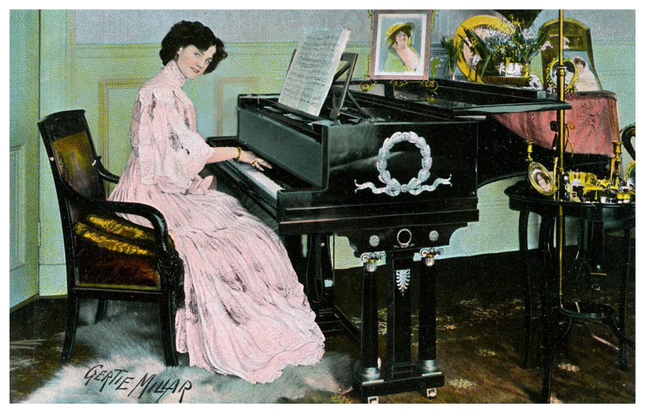 Gertie Millar, British Actress and Singer, Playing the Piano, c1890-1909 by Unbekannt