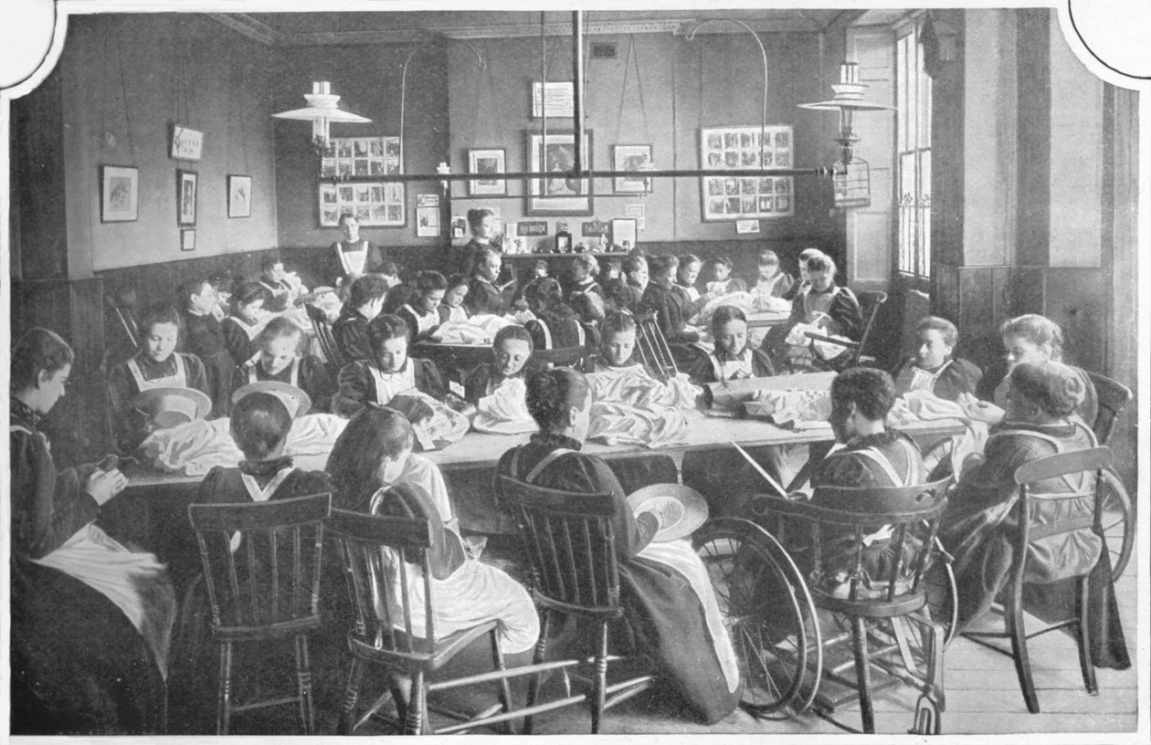 Girls at needlework, Halliwick School For Girls, Marylebone Road, London by Unbekannt