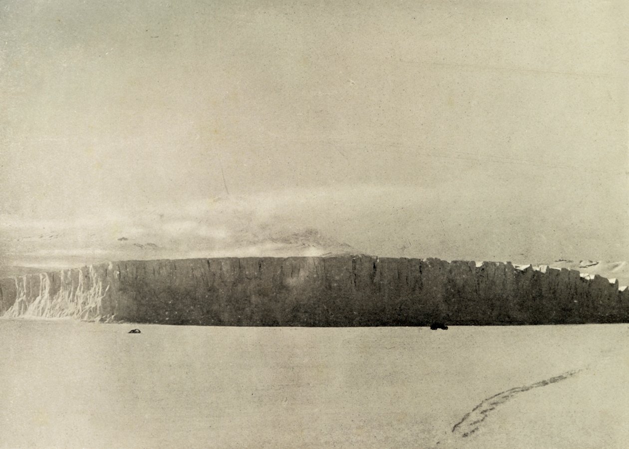 Glacier South of Cape Barne, with motor travelling on sea ice by Unbekannt
