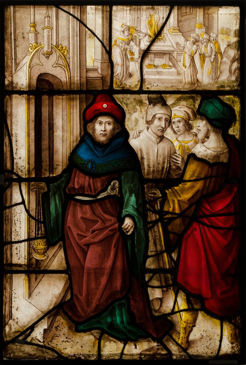 Glass Panel with Profanation of Jerusalem and the Sacred Rites of The Temple, German or South Netherlandish by Unbekannt