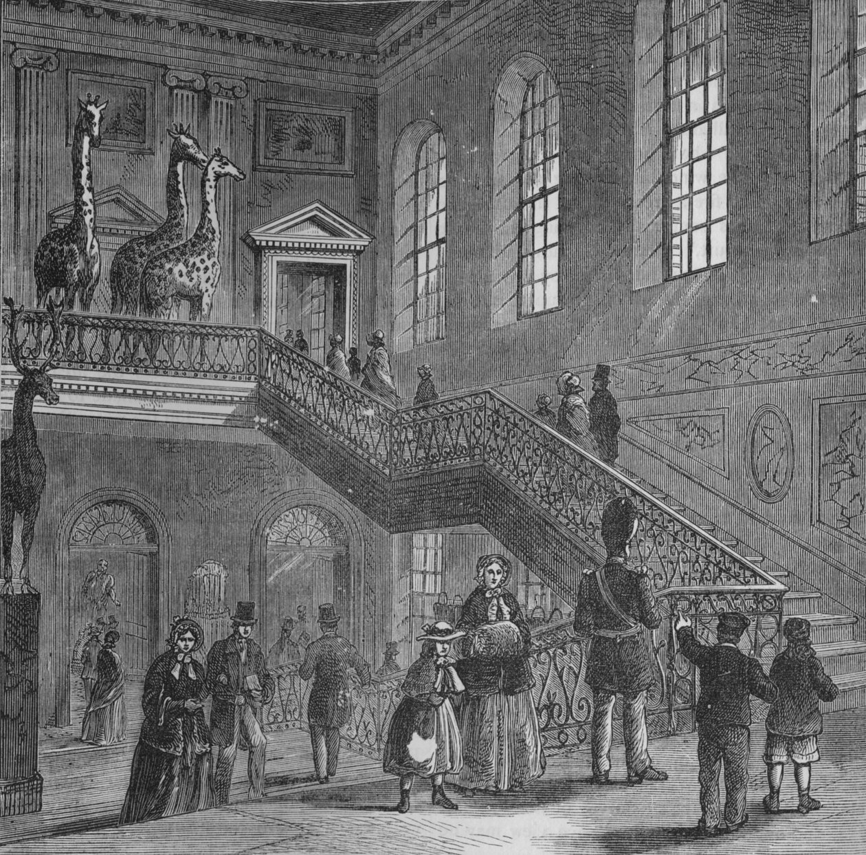 Grand Staircase of Montagu House, Bloomsbury, London, c1830 by Unbekannt