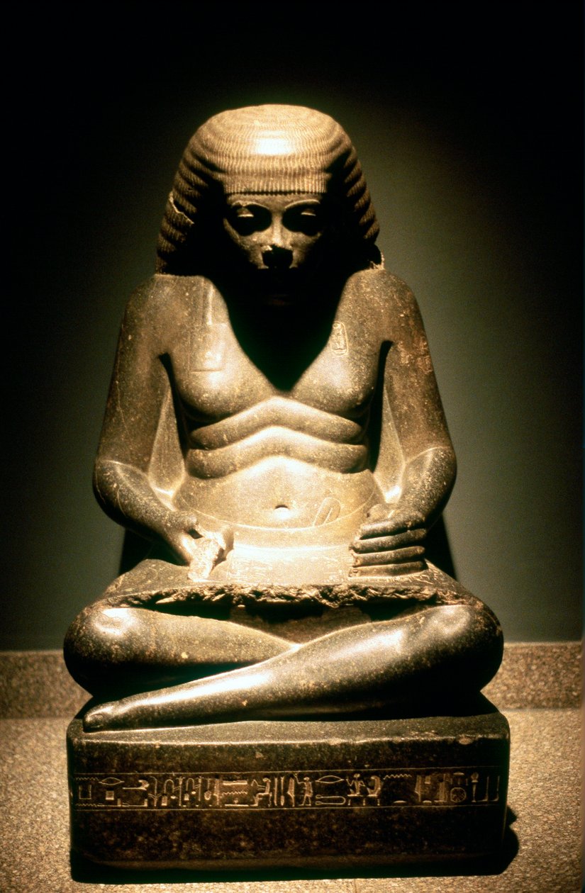 Granite statue of a seated Ancient Egyptian scribe, from Karnak, 18th dynasty, c. 1500 BC by Unbekannt