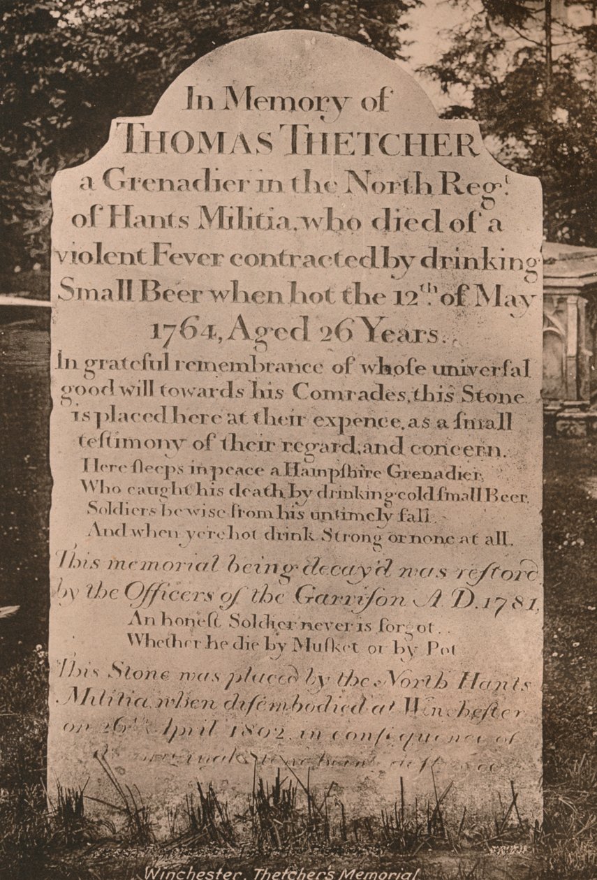 Gravestone of Thomas Thetcher, Winchester Cathedral, Hampshire by Unbekannt