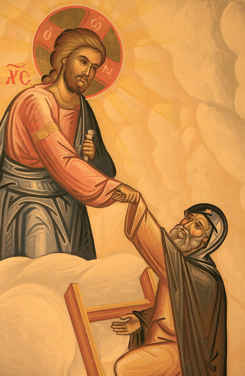 Greek orthodox icon depicting the ladder of virtues, Thessaloniki, Greece by Unbekannt