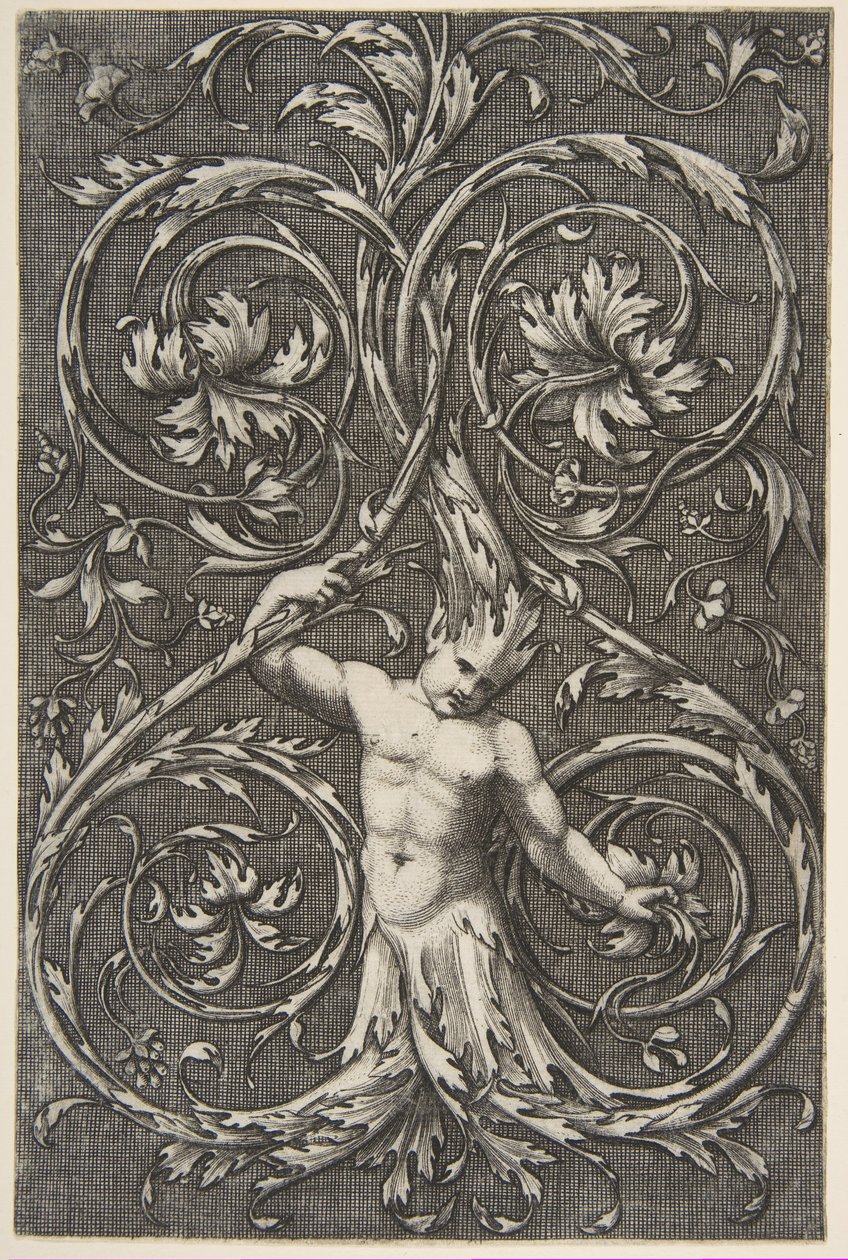 Grotesque with Male Figure with Lower Body and Head of Acanthus Scrolls by Unbekannt