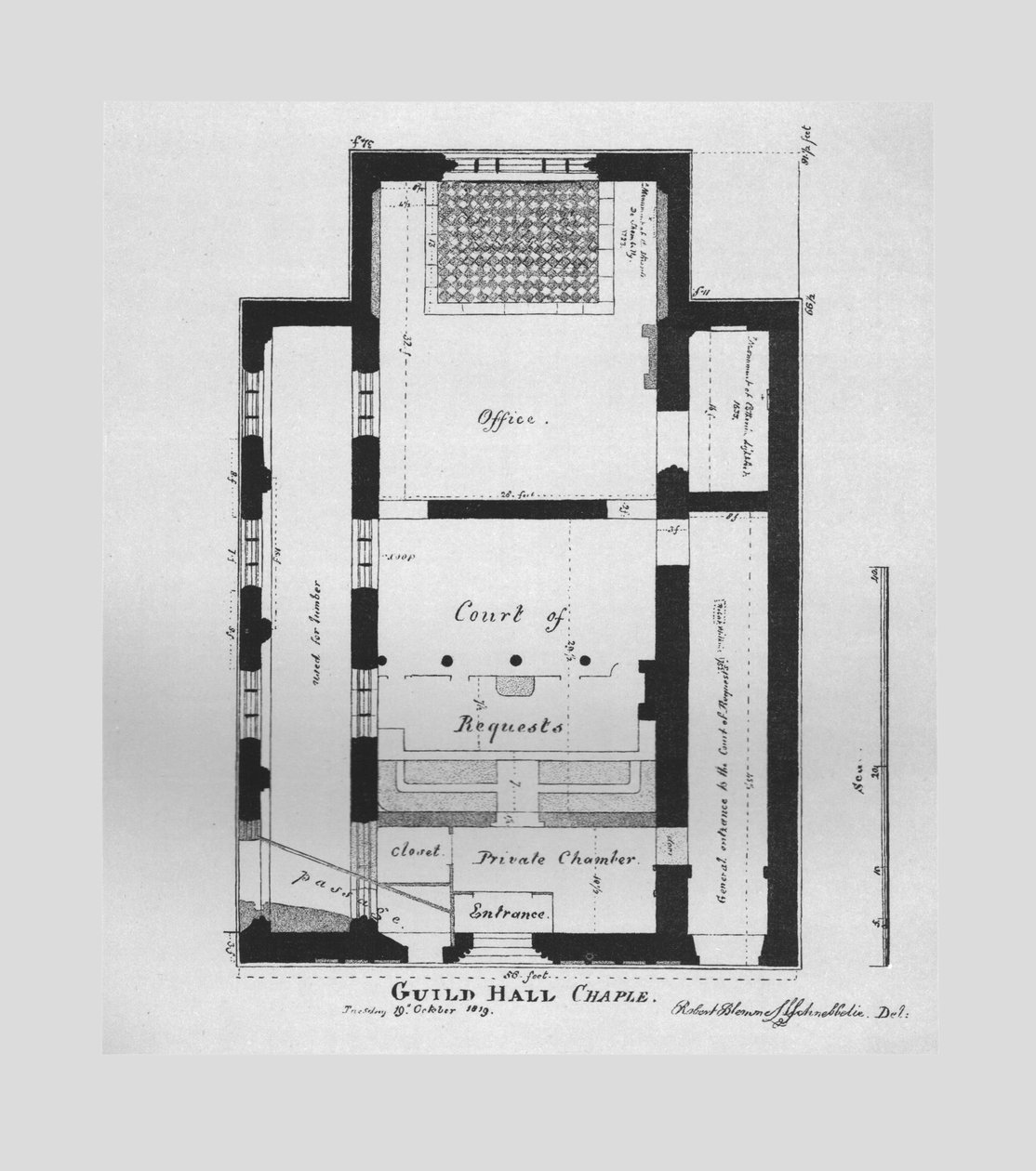 Ground Plan of the Guildhall Chapel 1815, 1866 by Unbekannt