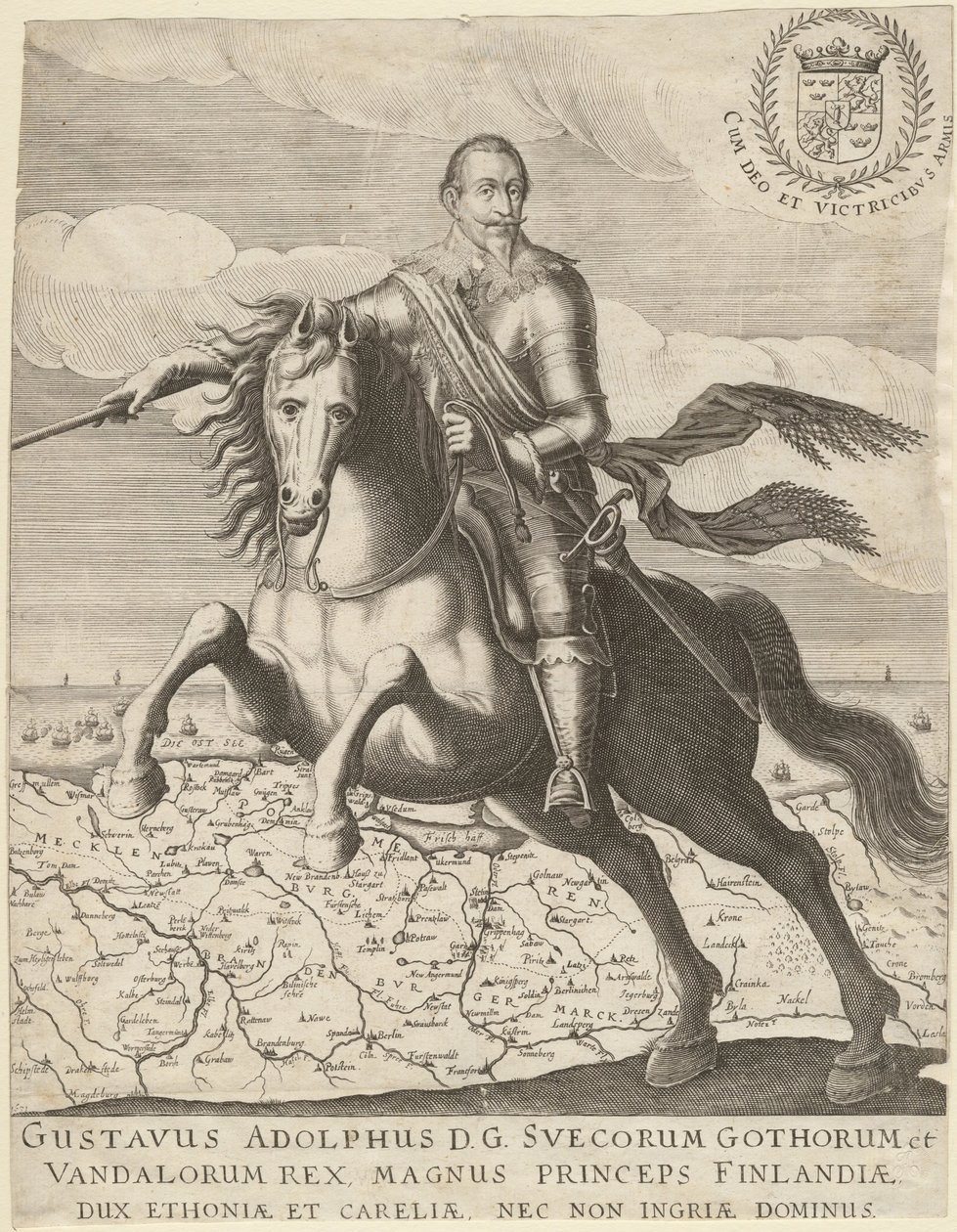Gustavus Adolphus Before the Map of Pomerania, 1630 by Unbekannt