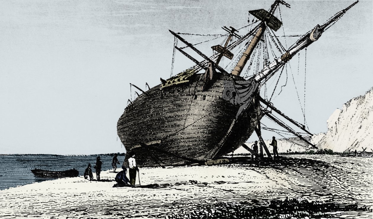 HMS Beagle Laid Ashore, Rio Santa Cruz, Patagonia, South America by Unbekannt