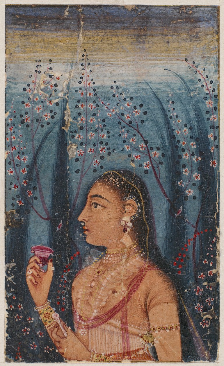 Head of a Young Woman, Among Flowering Stems by Unbekannt