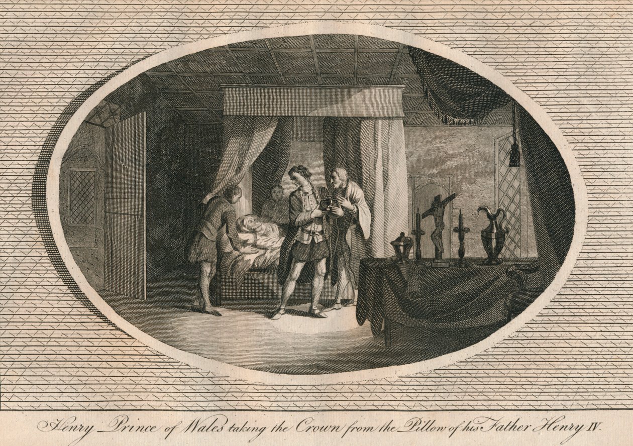 Henry, Prince of Wales taking the Crown from the pillow of his father Henry IV, 1413, 1793 by Unbekannt