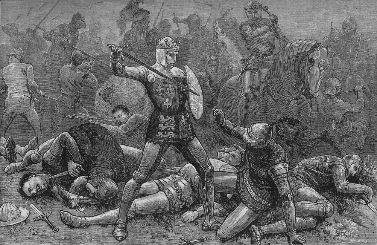 Henry and Alencon at Agincourt, 25 October 1415, c1880 by Unbekannt