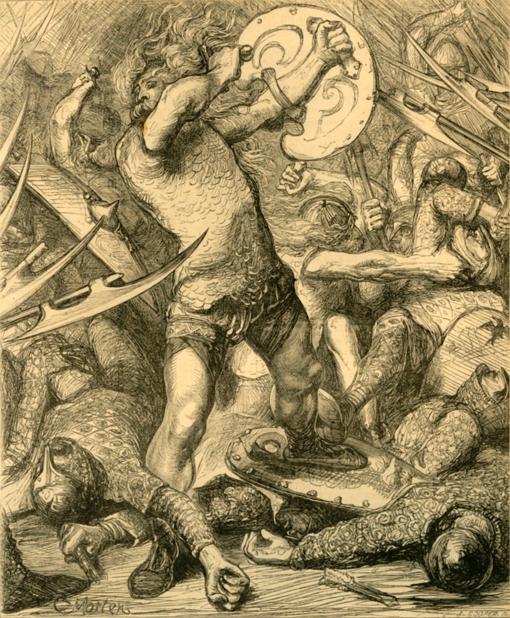 Hereward Cutting His Way Through the Norman Host, c1890 by Unbekannt