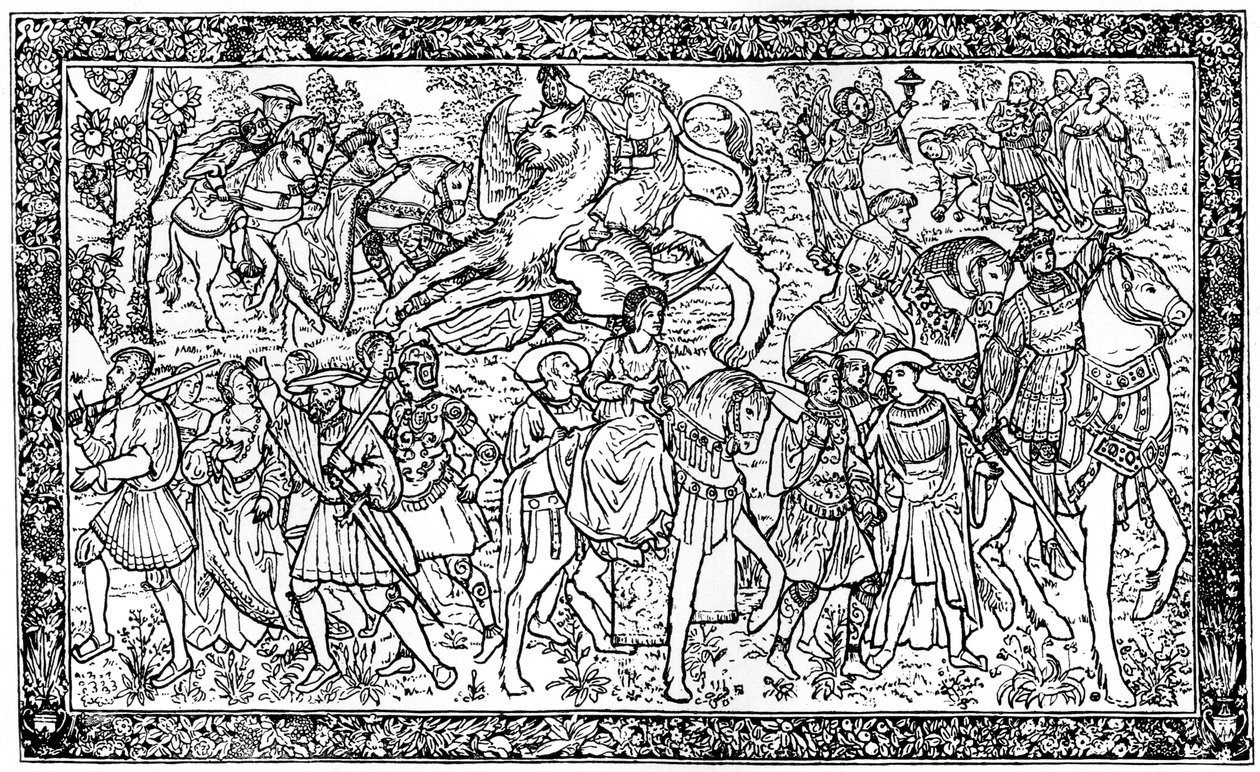 Historical and Allegorical Figures, Tapestry at Hampton Court Palace, Richmond, London by Unbekannt