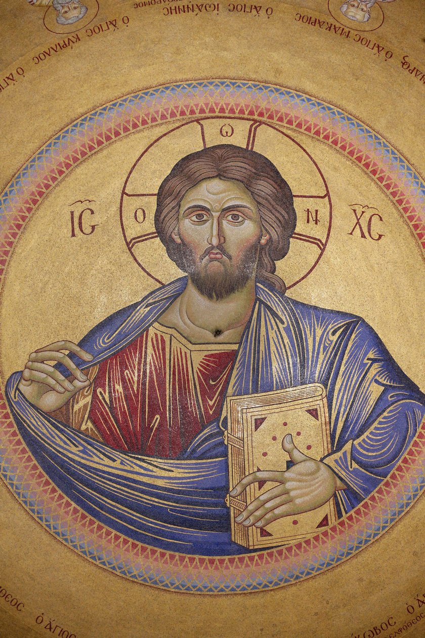 Holy Sepulchre Church, Ceiling of the Catholicon, Christ Pantocrator Mosaic, Jerusalem, Israel by Unbekannt