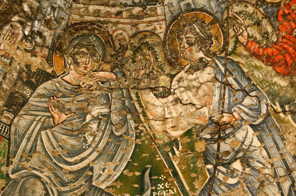 Coptic Monastery of the Holy Virgin and Saint John Kame: 9th Century Fresco: The Annunciation, Egypt by Unbekannt