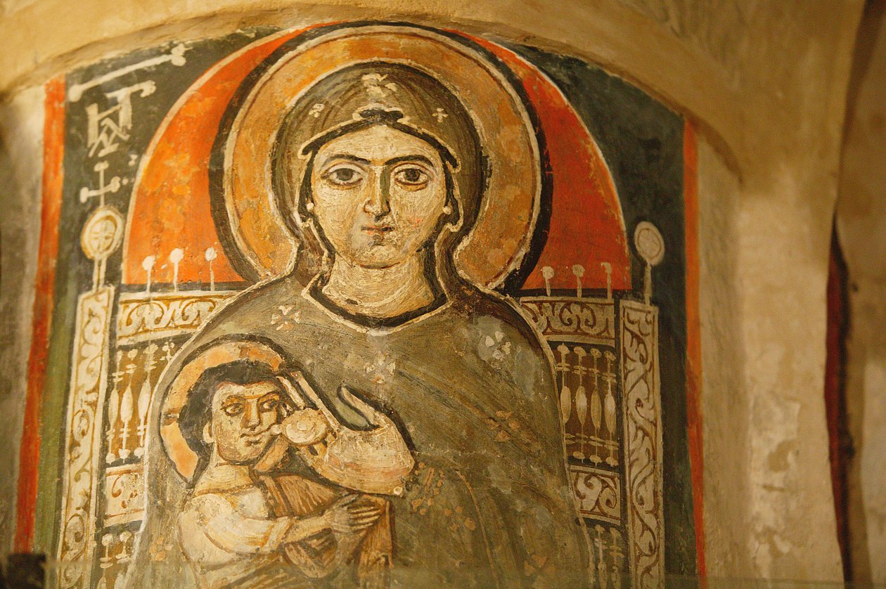 Holy Virgin and Saint John Kame Coptic Monastery, Mary breastfeeding Jesus, Egypt by Unbekannt