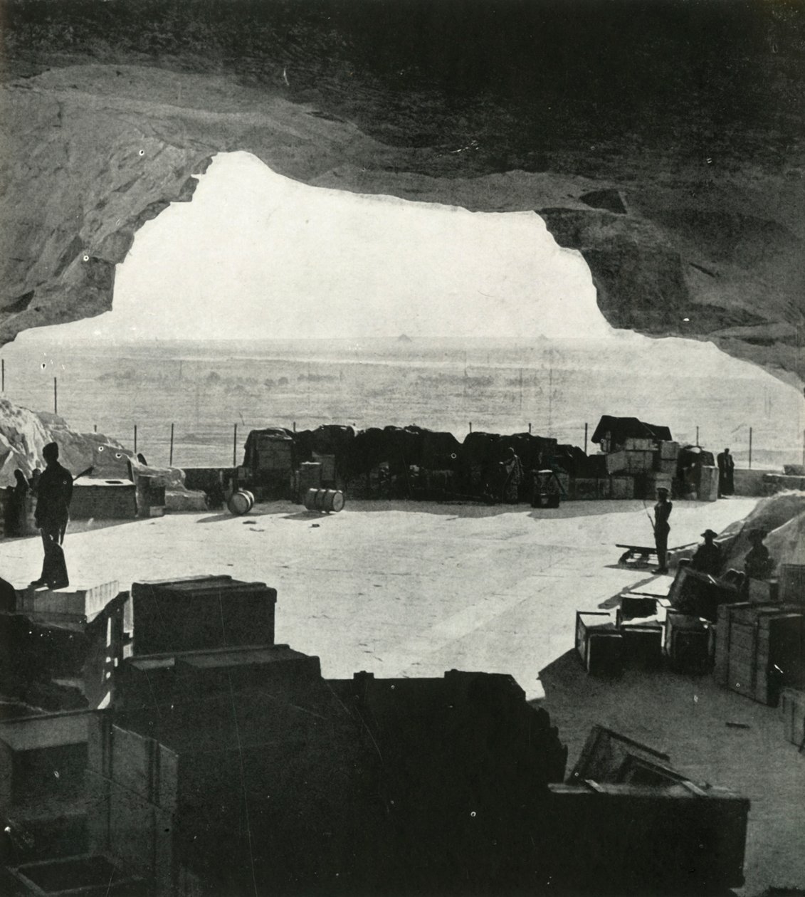 Huge bombproof stores and repair shops were made from the caves, c1942-1943, 1945 by Unbekannt