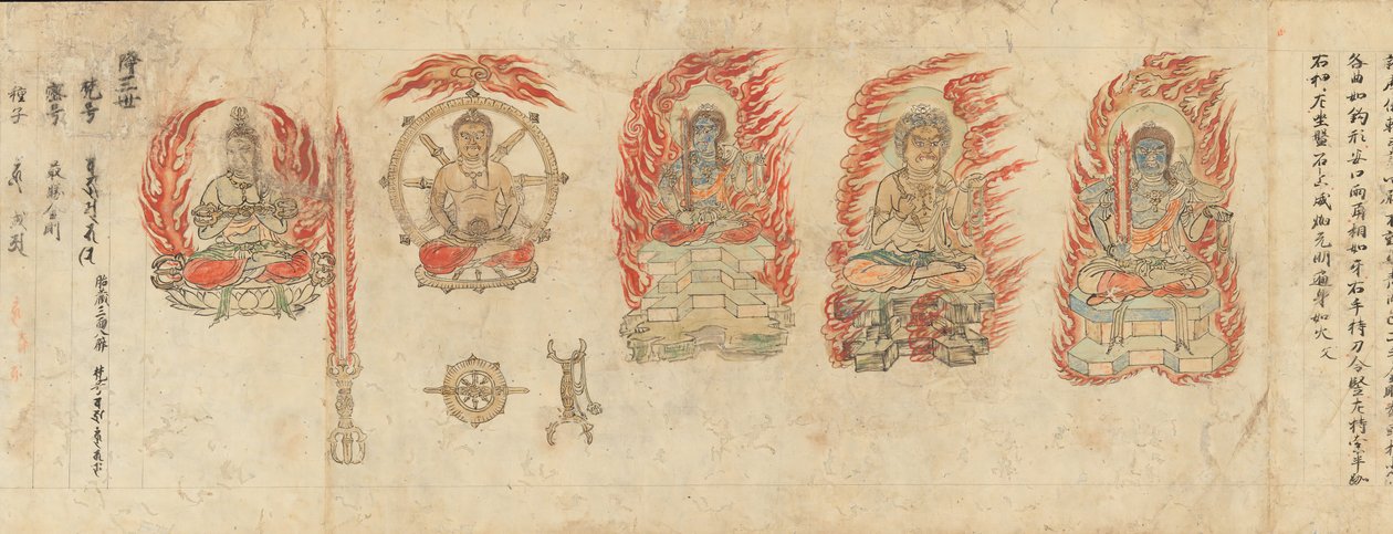Iconographic Drawings of the Five Kings of Wisdom Myoo-bu shoson, 12th century by Unbekannt