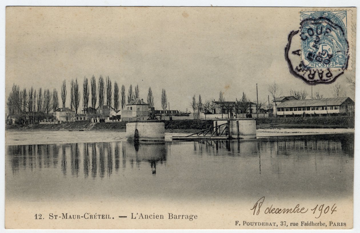 Ile de France, Val de Marne, Creteil: view of the old dam on the Marne - Postcard dated 1904 by Unbekannt