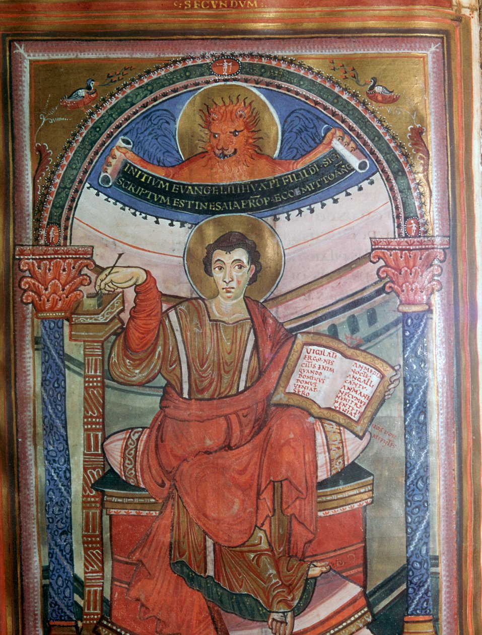 Illustration of St Mark holding his gospel, 8th century by Unbekannt