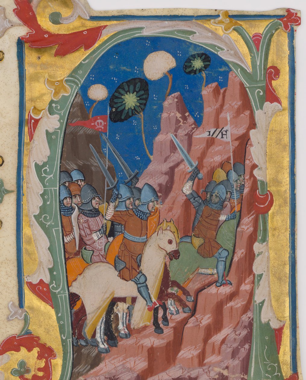 Initial A with the Battle of the Maccabees, ca. 1360-70 by Unbekannt