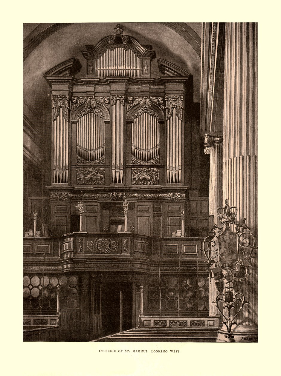 Interior of St. Magnus Looking West, mid-late 19th century by Unbekannt