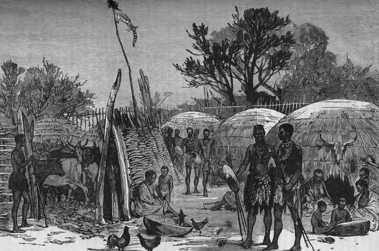 Interior of a Zulu Kraal on the Tugela River by Unbekannt