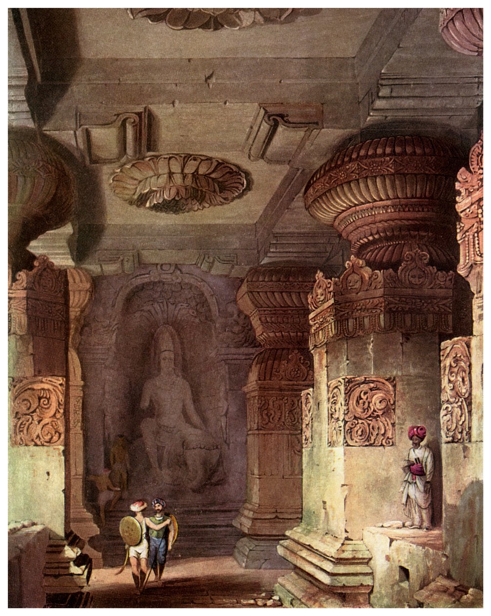 Interior of a Cave Temple, Ellora, Maharashtra, India by Unbekannt