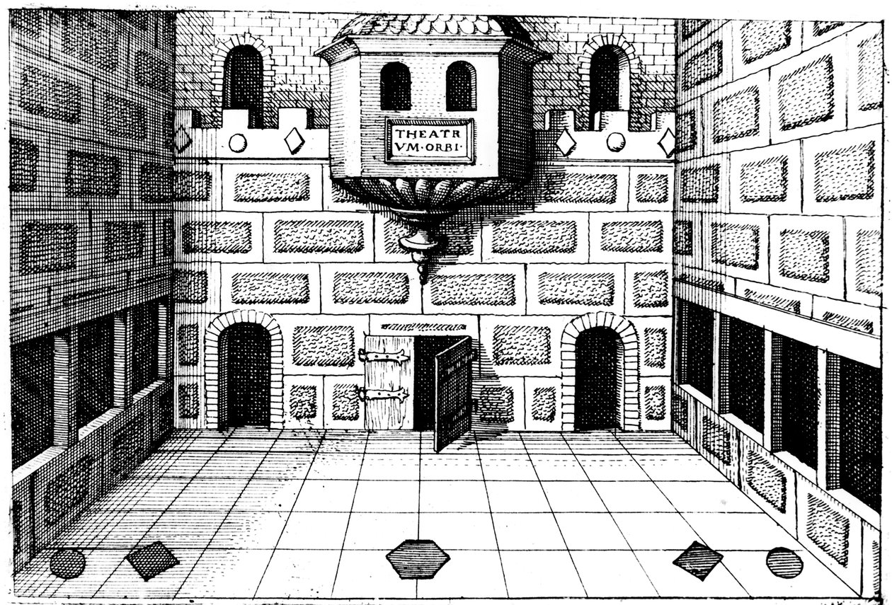 Interior of the Globe Theatre, Bankside, London, 1617-1619 by Unbekannt