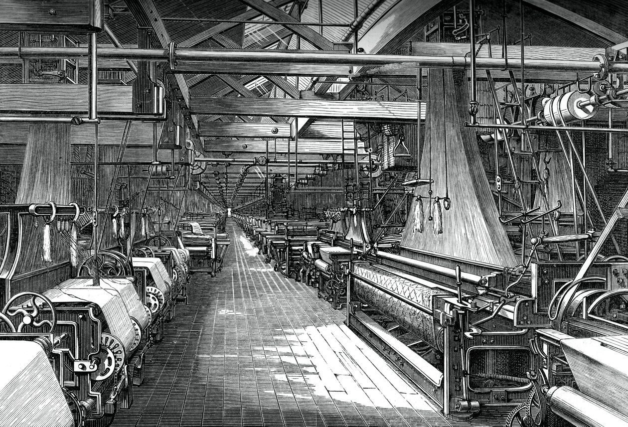 Interior of the Weaving Shed, St Leonards Factory, Dunfermline, c1880 by Unbekannt