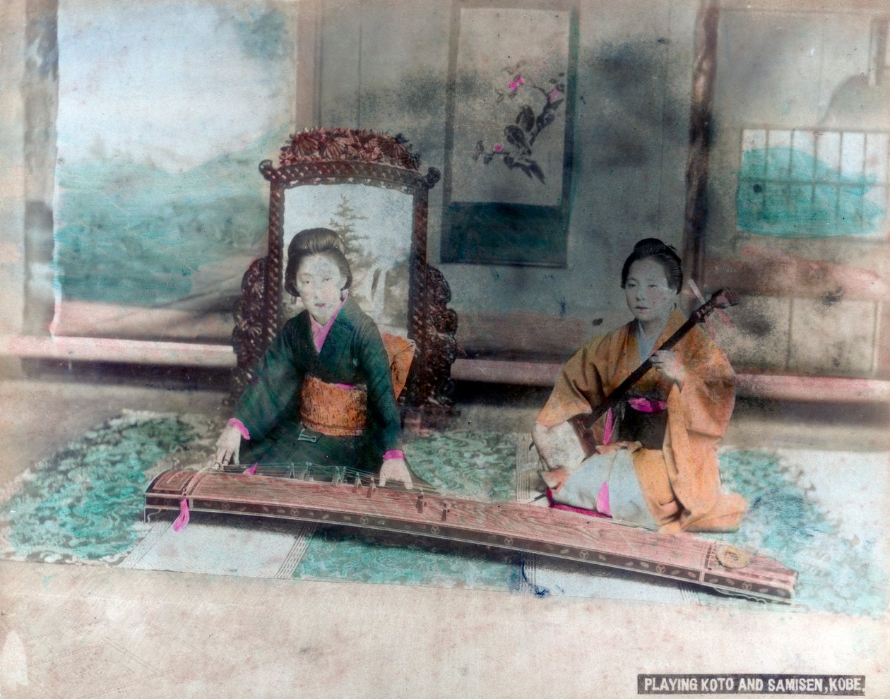 Japanese Music: Women Playing Koto and Samisen, Kobe, Japan by Unbekannt