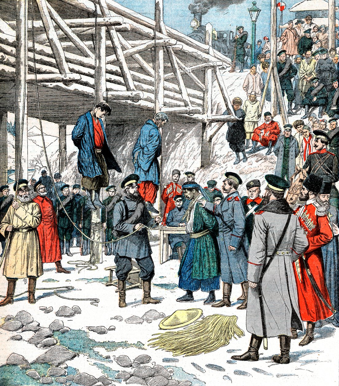 Japanese spies being hanged, Russo-Japanese War, 1904-5 by Unbekannt
