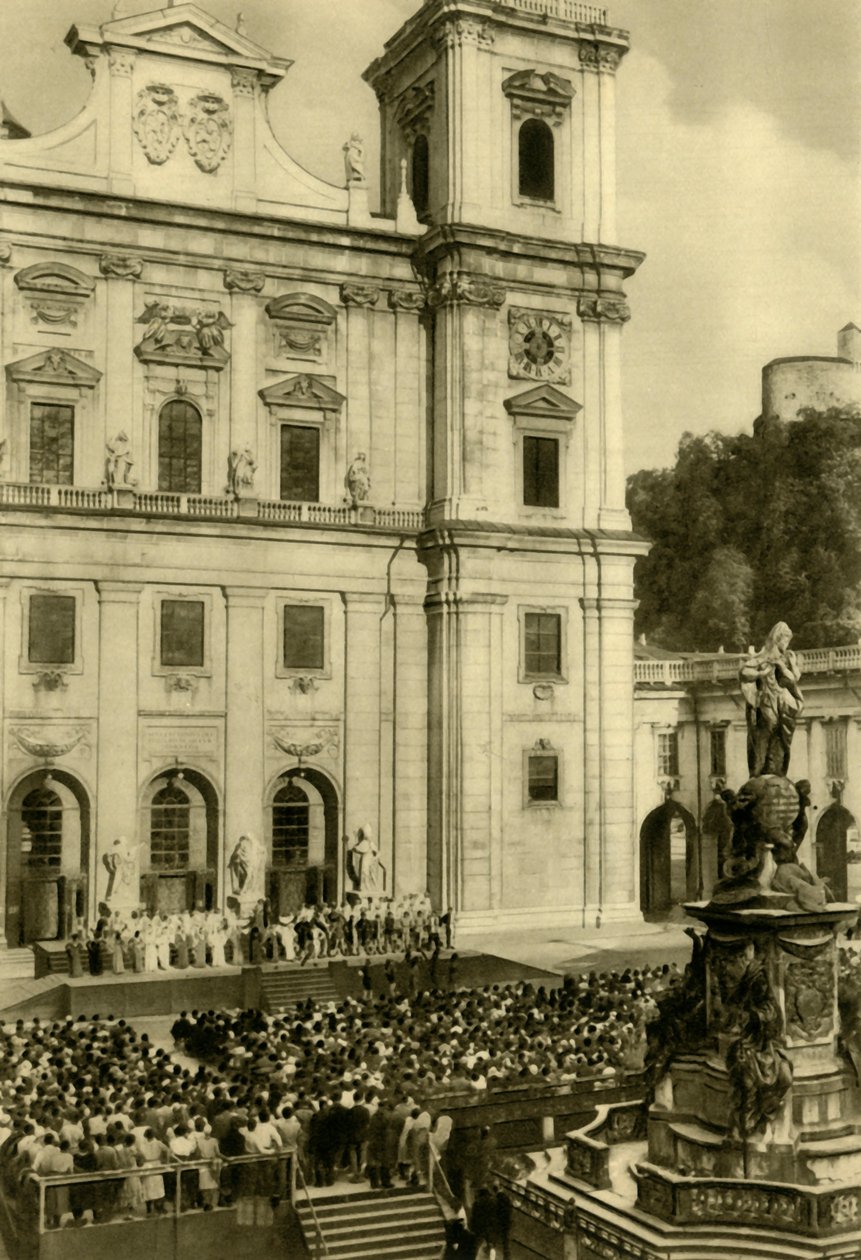 Jedermann performed in front of Salzburg Cathedral, Salzburg, Austria by Unbekannt